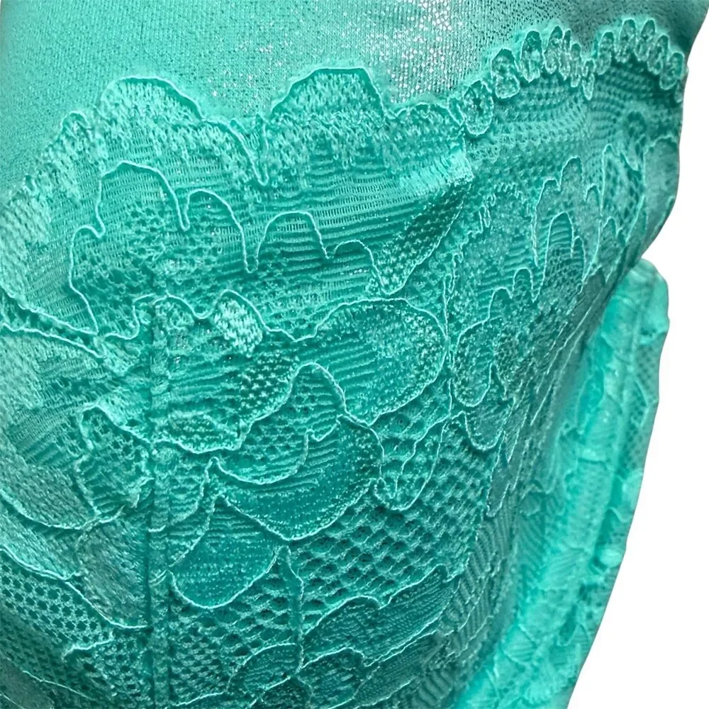 Victoria's Secret Lace 34DD Bra Underwire Padding Full Coverage‎ Green Sparkle